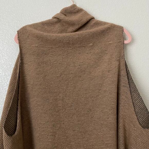 Lane Bryant Poncho Womens Tan Open Front Striped Fringe Cardigan Duster Sweater - Picture 6 of 12